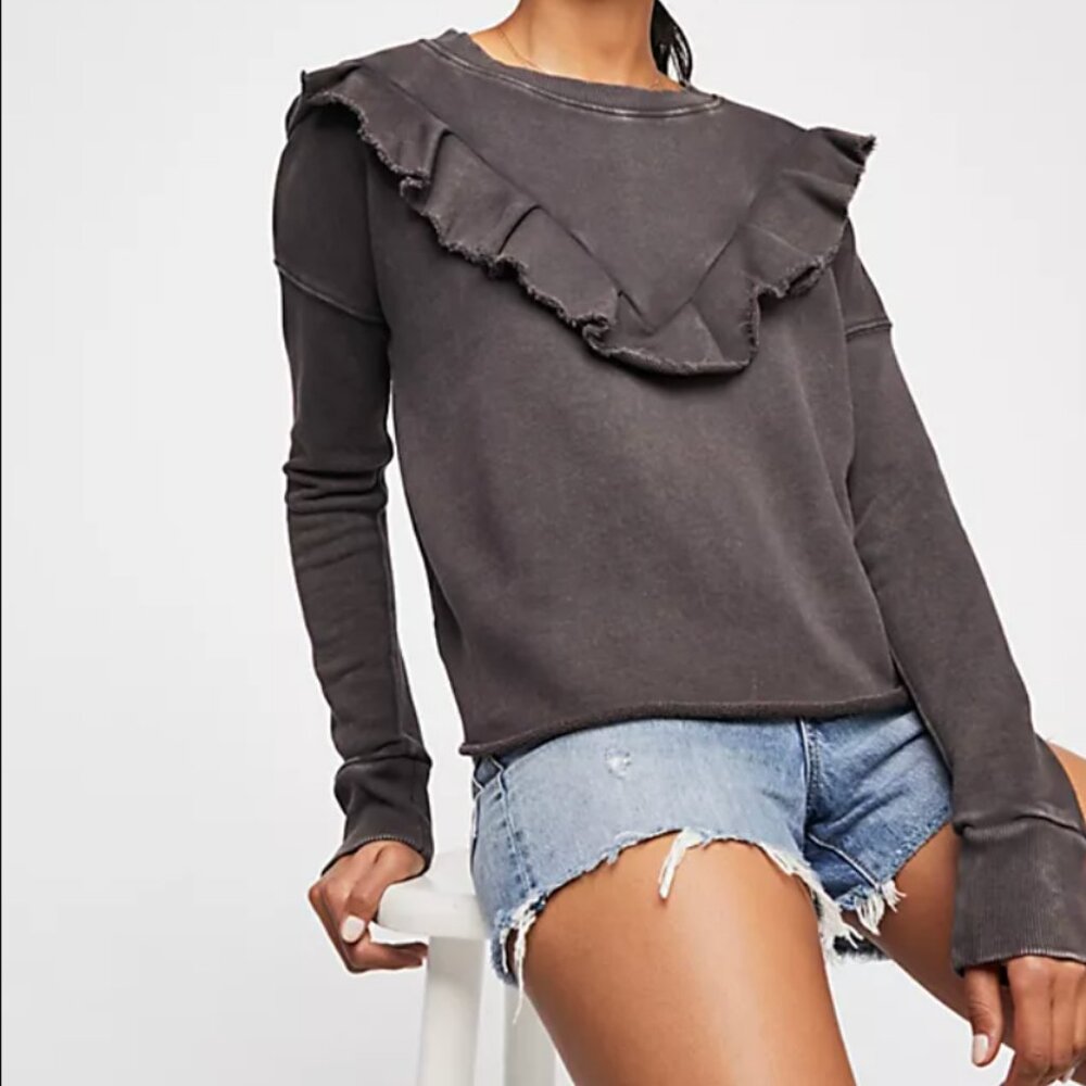 Free People Ooh La Ruffle Sweater (sz S)